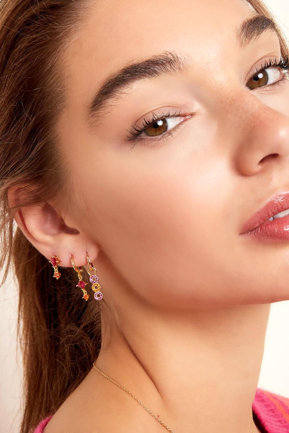 Earrings colored stones - Sparkle collection Green & Gold color Copper h5Picture4